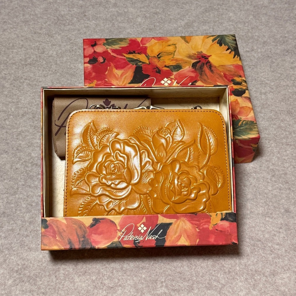 Patricia Nash Mango Tooled Leather Rose Crossbody Fall Bag P1678471 New in Box
